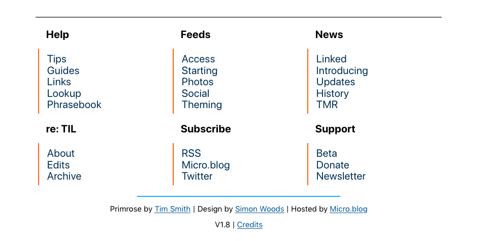 Screenshot of the redesigned footer for the Today I Learned website.